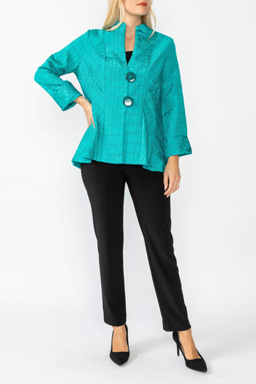 Teal Solid Square Jacket